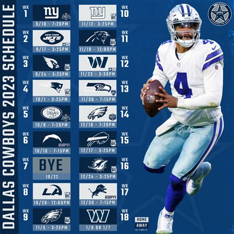 dallas cowboys schedule 2023 standings